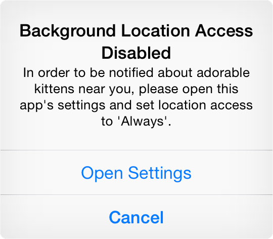 Core Location Settings Alert